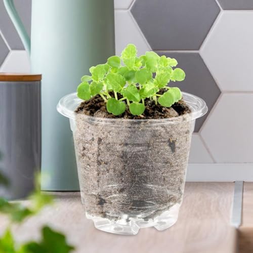 3.5/4/5” Nursery Pots with Humidity Dome, Square Seedling Pots Thickened Hardened with Tray, Plastic Seedling Containers for Indoor Outdoor Plant Germination(B,30PCS-3.5IN) - Image 3