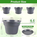 Myfeegoin 16-inch-Plant-Pots, 4 Pack Large Planters for Outdoor Plants, Plastic Flower Pots Indoor with Drainage Holes & Trays, Classic Garden Pot Container for House - Image 3