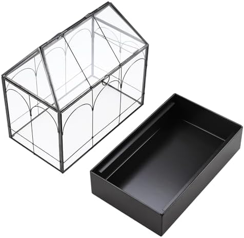 Glass Terrarium with Metal Tray, Glass Greenhouse Terrarium Kit - Image 3