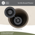 The HC Companies Sevilla Flower Planters - Durable Outdoor & Indoor Planter - Round Lightweight Self Watering Plant Pots for Herbs & More (14" Cottage Stone, Pack of 1) - Image 3