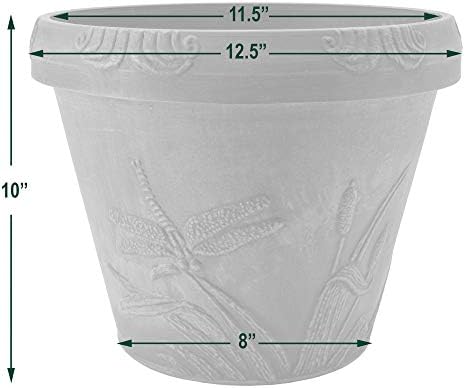 PSW Pot Collection Dragonfly Planter Pot for Indoor and Outdoor Plants and Gardens, 12.5' by 10, Beige - Image 4