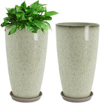 Neoaider Set of 2 Tall Planter, 21 inch Large Plastic Planter, Drip Glaze by Neoaider