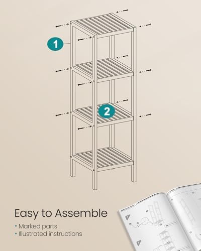 SONGMICS 4-Tier Bamboo Shelf, Freestanding Bathroom Storage Rack - Image 7