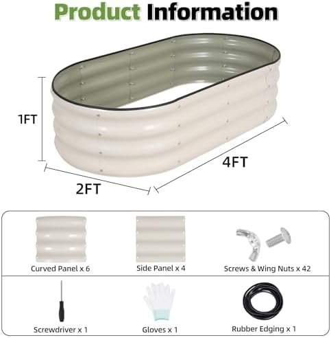 G GOOD GAIN 2Pcs Raised Garden Beds Galvanized, Planter Boxes Kit, White - Image 6