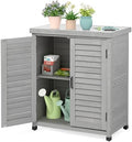 Outdoor Storage Cabinet & Potting Bench Table with Metal Top, Wooden Patio Furniture, Garden Workstation (Accent Grey, 36x31x17in) by OutdoorFurniture