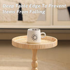 Small Side Table，Rattan Round Drink Tables for Small Spaces, Boho Circle Accent Table Coffee Table with Solid Wood Leg for Living Room, Pedestal Table for Bedroom, Corners - Image 5