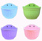 4 Pcs Hanging Planters Flower Pot, Colorful Resin Wall Plant Basket Flower Hanger, Indoor Outdoor Detachable Hook Bucket Plants Holder for Garden Balcony Fence Window Trellis Mounted (Multicolour7) by Unknown
