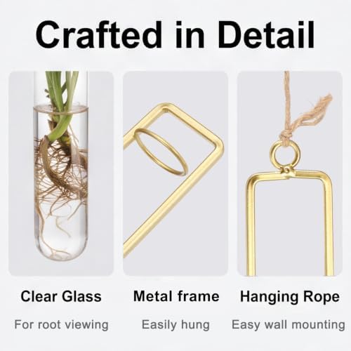 METALLIXITY Hanging Clear Glass Hydroponic Plant Propagation Tube Vase 2Pcs - Image 3