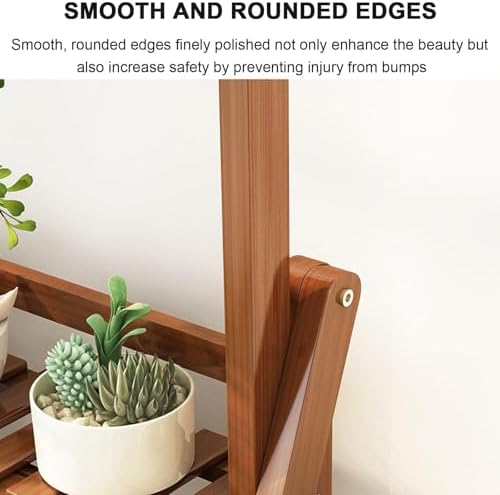 Bamboo Ladder Plant Stand 3 Tier Foldable Flower Pot Display Shelf Rack for Indoor Outdoor Multiple Plants Home Patio Lawn Garden Balcony Organizer Planter Holder,50cmL - Image 6