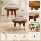 2 Pack 9" Teak Wood Plant Stands for Indoor Plants, Mid-Century - Image 2