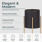 Decorative Flower Pots with Metal Stand for Home Decor - Modern Planters for Hallway, Entryway, and Living Room Decor - Indoor and Outdoor Pots for Plants - Set of 2, 23", 19", Black & Gold - Image 5