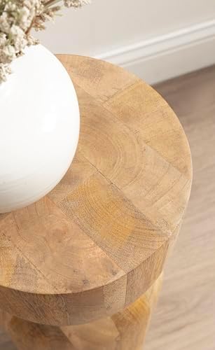 Kate and Laurel Teo Transitional Mango Wood Drink Table, 8 x 8 x 22, Natural Wood, Modern Sculptural Bedroom Nightstand with Unique Pedestal Table Design for Use as Indoor Plant Stand - Image 6