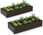 2 Pack Galvanized Raised Garden Bed Kit, Large Rectangular Metal Oval Raised Garden Beds, Outdoor Deep Root Box Planter for Gardening, Vegetables, Flowers, Herbs (6x3x1FT, Brown) by Unknown