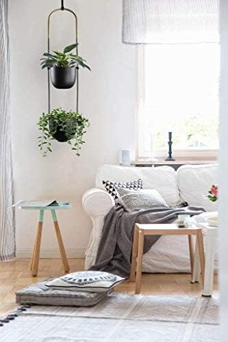 Modern Metal Hanging Planter for Indoor Outdoor Plants with Hook 2 Tier Boho Wall and Ceiling Flower Pots Baskets Holder Home Office Decor(Black) - Image 3