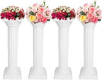 Elegant 4Pcs Roman Column Set - 34 Inch Plastic Greek Column Statues with Flower Pot Pedestal Stands for Wedding Decoration by LOYALHEARTD