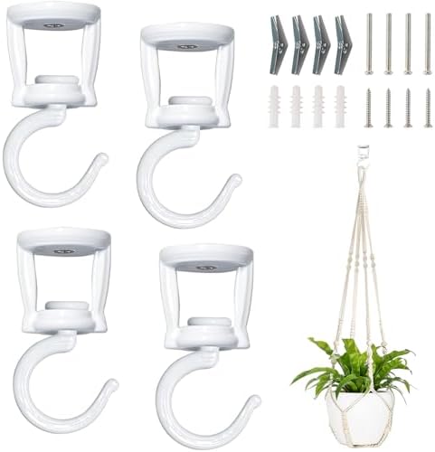 Mkono Macrame Plant Hanger Indoor Hanging Planter and Ceiling Hooks, Indoor Outdoor Boho Home DecorCeiling Hooks by Mkono