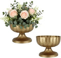 Retro Gold Vases for Centerpieces Set of 2 Brass Metal Vases for Flowers Decorative Pedestal Bowl for Table Centerpieces Floral Arrangments on Housewarming Wedding Party by Unknown