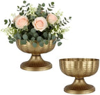 Retro Gold Vases for Centerpieces Set of 2 Brass Metal Vases for Flowers Decorative Pedestal Bowl for Table Centerpieces Floral Arrangments on Housewarming Wedding Party by Unknown