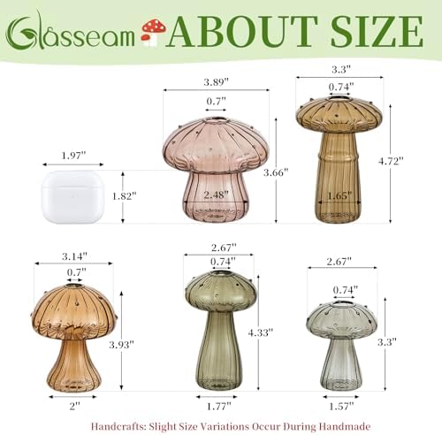 Glasseam Plant Propagation Station, 10 Pcs Mushroom Glass Vases for Flowers - Image 5
