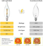 12 Pack E12 Candelabra LED Bulb 20 Watt Equivalent, 2W Clear 2700K Soft Warm White Light Bulbs, CA10 C32 Flame Tip LED Filament Candle Bulbs for Pendant Chandelier Ceiling Fan Wall Sconces - Image 3