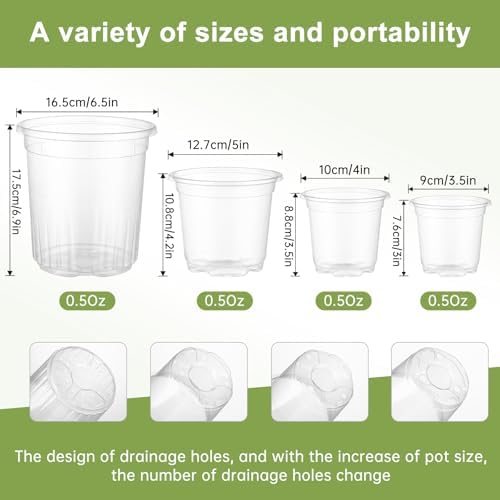 36 Pcs 6/5/4/3.5 In Clear Nursery Plant Pots with Drainage Holes, 20 Labels - Image 4
