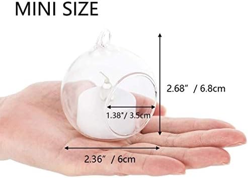 Sziqiqi Hanging Glass Globes Orbs Tea Light Candle Holders with Flameless LED Tealight for Wedding Ornaments, Wedding Birthday Christmas Party Centerpiece Accessory 2.36inch 20pcs +4 Extra - Image 5