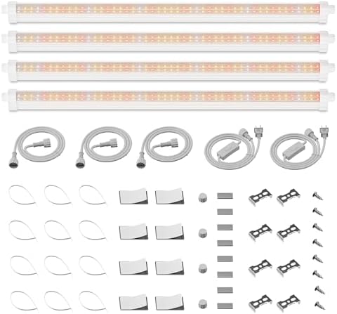 Spider Farmer 2FT T5 LED Grow Lights for Indoor Plants, 5000K 3000K 660nm Full Spectrum 80W (4x20W), IP65 Waterproof Linkable LED Plant Light Strips, 4-Pack for Seed Starting Hydroponics by SpiderFarmer