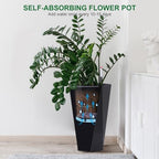 2 Pack 22 Inch Tall Diamond Planters, Modern Self-Watering Flower Pots with Water Level Indicator for Indoor & Outdoor Plants, Patio, Porch, & Home Décor, Black - Image 2