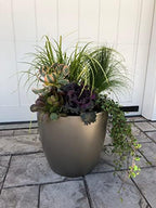 Santiago Round Cylinder Fiberglass Planter (D:13.5" x H:13.75", Metallic Grey) - Image 3