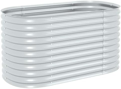 Galvanized Steel Raised Garden Bed 63x31.5x31.9 Inch Silver Planter by Unknown