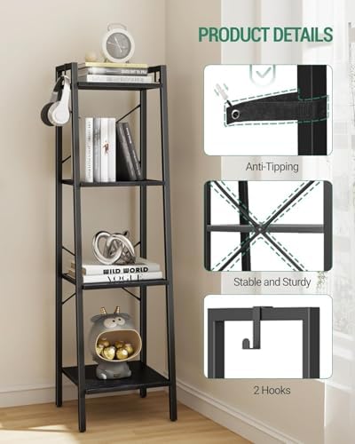 Hzuaneri Ladder Shelf, Bookshelf, Freestanding Corner Storage Shelf - Image 5