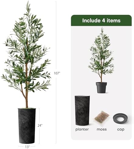 Artificial Tree in Optional Designed Pot, Fake Olive Silk Tree for Indoor and Outdoor Home Decoration - 68" Overall Tall (Plant Pot Plus Tree) - Image 5