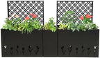 23.6in 3-Piece Raised Garden Bed with Trellis, Metal Planter Box by Noeko