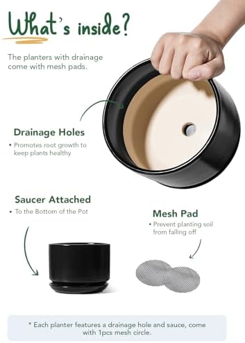LE TAUCI Ceramic Pots for Plants, 4.3+5.3+6.8 Inch, Set of 3, Black - Image 6