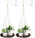 GREANER Brown Hanging Indoor Planters, 2 Packs Macrame Plant Hanger with Handmade Cotton, Hanging Plant Holder for Window Home Decor (Pots Not Included) by GREANER