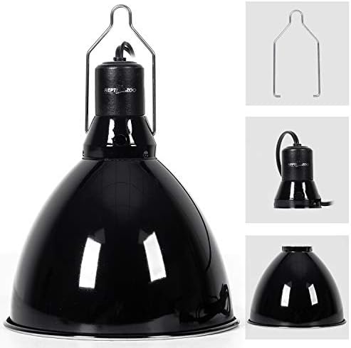 REPTI ZOO 8.5 inch Reptile Light Fixture 200W 2 in 1 E26 Base with Removable Ceramic Socket with On Off Toggle Switch in Black,Aquarium Dome Reptile UVB Light Socket Fixture (Without Bulbs) by REPTIZOO