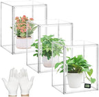 3 Pcs Mini Greenhouse for Indoor Clear Tabletop Stackable Greenhouse with Gloves Portable Acrylic Plant Green House with Magnetic Waterproof Door for Plants Grow Warmer, Seed Starting by Unknown
