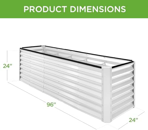Best Choice Products 8x2x2ft Raised Outdoor Metal Garden Bed, Deep Root Box Planter for Vegetables, Flowers, Herbs, 240 Gallon Capacity, 100% Non Toxic Materials - White - Image 3