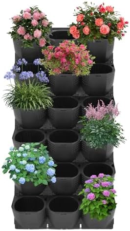 36 Pockets Self Watering Wall Mounted Vertical Planter,Wall Hanging Planters for Outdoor Plants,Stackable Flower Pot Holder Decor Plant Stand Vegetables Plant Hanger Box,180 lbs Load (Black) by ZAWAYINE