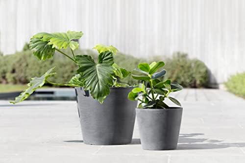 Ecopots Amsterdam Round Planter with Water Reservoir, Grey, 12" - Image 4