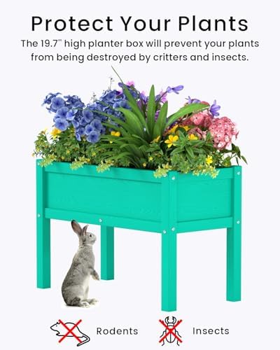 Small HDPE Raised Garden Bed, Elevated Planter Box with Legs, Outdoor All-Weather Planter Raised Beds for Seeds, Herbs, Flowers, Vegetables (Aruba Blue) - Image 6