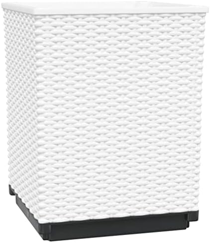 Planter Set of 2 White Polypropylene Modern Plant pots Plant containers Drainage pots for Indoor Backyard 11.8x11.8x14.6 in - Image 4
