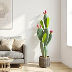 Artificial Cactus Plant Outdoor, 41” Tall UV-Resistant Fake Cacti Plants with Realistic Pads & Vibrant Fruits in Brown Pot, Faux Floor Plant for Indoor Home Living Room Foyer Porch Balcony - Image 2