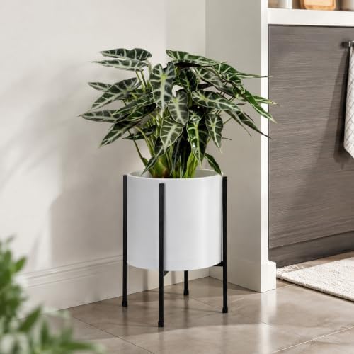 D'vine Dev Plastic Planter Pot with Metal Stand, White, 10 in, 55-D-A-2 - Image 6