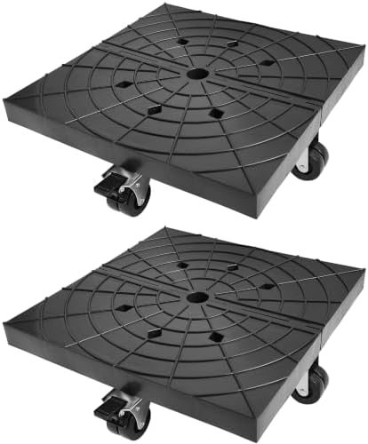 14 Inch Square Plant Caddy with Wheels Outdoor Indoor, Rolling Plant Stand for 400lb Heavy Duty Flower Pots, Square Plant Rollers Lockable Potted Planter Dolly, 2 Pack Black by NOAMOO