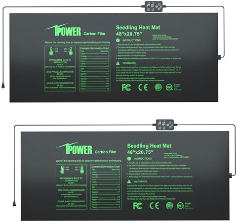 iPower 2-Pack Seedling Heat Mat for Plants with Dual Digital Temperature Controller, MET Certified Heating Pad, 48" x 20.75", Black by iPower