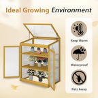 Mini Greenhouse Cold Frame, Wooden Polycarbonate Garden Greenhouse Cabinet 2-Tier Outdoor Plant Shelter for Seedlings Vegetables and Backyard Gardening Space - Image 5