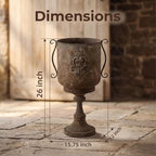 Vintage Tall Urn Planter with Embossed Pattern & Handles, 26 Inch Distressed Rust Iron Decorative Pot, Rustic Farmhouse Floor Pot for Indoor Outdoor Porch Entryway Patio Garden Decor(A3039) - Image 3