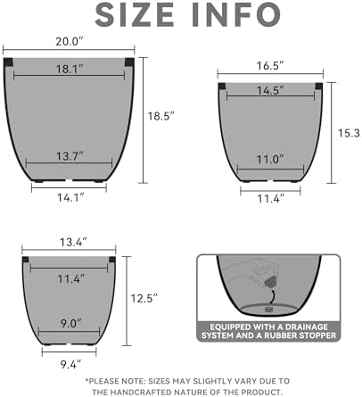 Kante Set of 3 Weathered Concrete Curved Planters 20" 16.5" 13.3" Dia - Image 4