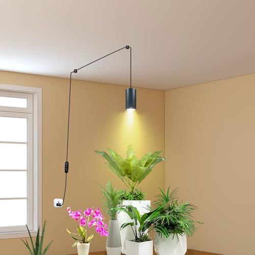 Plant Hanging Grow Light Full Spectrum Warm White Color with Timer, Plug-in Pendant Grow Lights,Large Black Luxury LED Grow Lights,Indoor Pendant lamp - Image 4